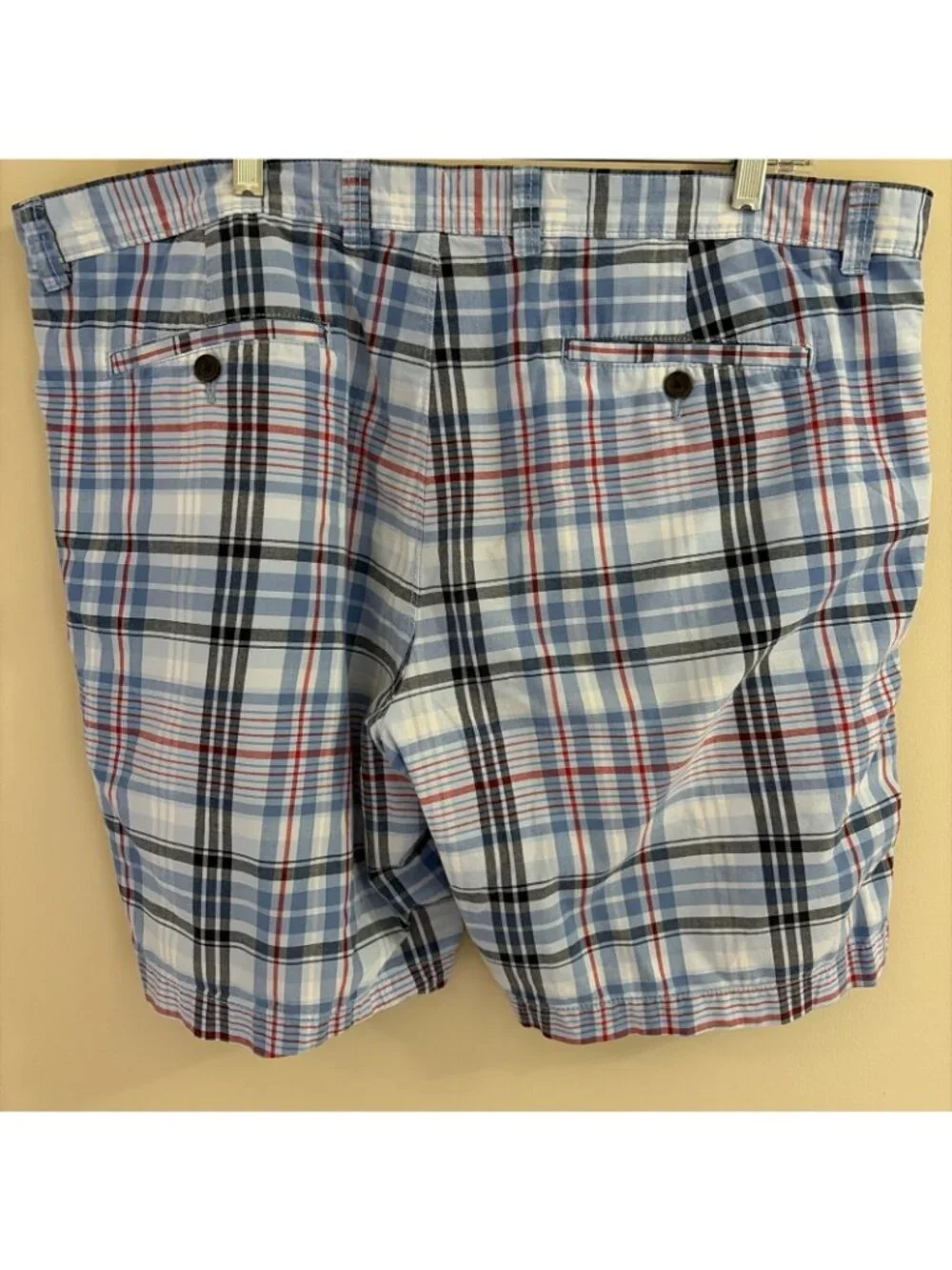 Club Room Men's Madras Shorts Size 40 Blue Plaid 100% Cotton Preppy Summer